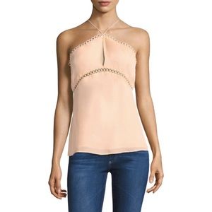 Cami NYC Reese Silk Halter Tank Top, Lace Keyhole
